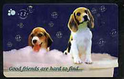 Telephone Card - Singapore $10 phone card showing 2 Puppies (Good friends are hard to find)