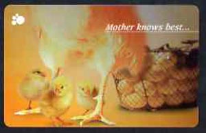 Telephone Card - Singapore $20 phone card showing 3 Baby Chicks (Mother knows best)