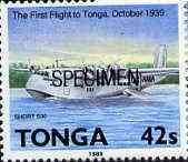 Tonga 1989 Short S-30 G Class Flying Boat 42s from Aviation in Tonga set opt'd SPECIMEN unmounted mint, as SG 1055
