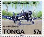 Tonga 1989 Chance Vought F4U 57s from Aviation in Tonga set opt'd SPECIMEN unmounted mint, as SG 1056