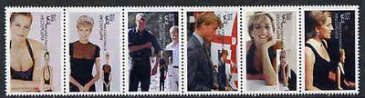 Kyrgyzstan 1998 Princess Diana 1st Death Anniversary se-tenant strip of 6 unmounted mint