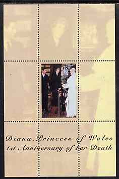 Kyrgyzstan 1998 Princess Diana 1st Death Anniversary souvenir sheet #2 (with Charles & the Pope) unmounted mint
