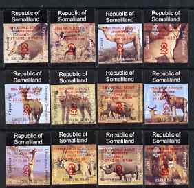 Somaliland 1998 Indigenous Animals imperf set of 12 values unmounted mint with Scout Jamboree opt in red*