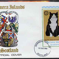 Bernera 1984 Rotary (Black & White Persian Cat) imperf deluxe sheet (£2 value) on cover with first day cancel