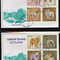 Gairsay 1984 Rotary -Dogs perf set of 8 values on two covers with first day cancels