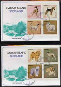 Gairsay 1984 Rotary -Dogs perf set of 8 values on two covers with first day cancels