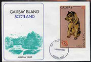 Gairsay 1984 Rotary -Dogs (Huskie) imperf deluxe sheet (£2 value) on cover with first day cancel