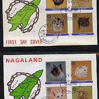 Nagaland 1984 Rotary - Domestic Cats perf set of 8 values on two covers with first day cancels