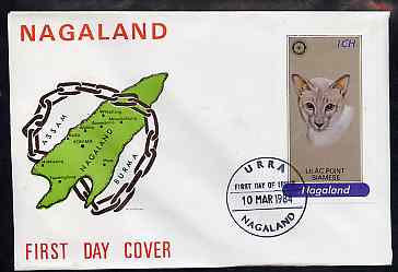 Nagaland 1984 Rotary (Lilac Point Siamese Cat) 1ch imperf souvenir sheet on cover with first day cancel