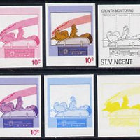 St Vincent 1987 Child Health 10c (as SG 1049) set of 6 progressive proofs comprising the 4 individual colours plus 2 and 3-colour composites unmounted mint
