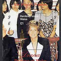 Bardsey (British Local) 1998 Diana, The People's Princess perf souvenir sheet (£1 value) opt'd In Memorium, 1st Anniversary unmounted mint