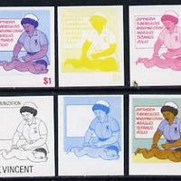 St Vincent 1987 Child Health $1 (as SG 1052) set of 6 progressive proofs comprising the 4 individual colours plus 2 and 3-colour composites unmounted mint