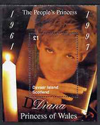 Davaar Island 1998 Diana, The People's Princess perf souvenir sheet (£1 value showing candle-lit picture) opt'd In Memorium, 1st Anniversary unmounted mint