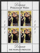 Steep Holm 1998 Diana, The People's Princess perf sheetlet containing 4 x 50p values opt'd In Memorium, 1st Anniversary unmounted mint