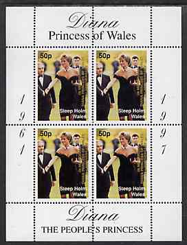 Steep Holm 1998 Diana, The People's Princess perf sheetlet containing 4 x 50p values opt'd In Memorium, 1st Anniversary unmounted mint