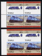 Tuvalu 1985 Locomotives #5 (Leaders of the World) 40c (GM SD-50) in unmounted mint imperf block of 4 (2 se-tenant pairs as SG 350a) plus matched normal perf block