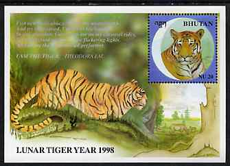 Bhutan 1998 Chinese New Year - Year of the Tiger m/sheet containing 20nu value unmounted mint