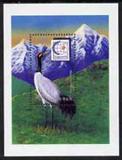 Bhutan 1995 Singapore 95 stamp Exhibition m/sheet containing 20nu value (Black-Necked Crane) unmounted mint