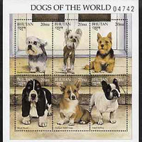 Bhutan 1998 Dogs of the World sheetlet containing set of 6 values unmounted mint
