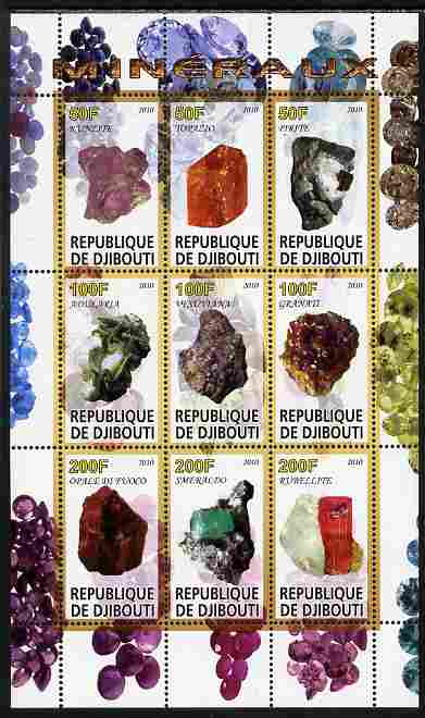 Djibouti 2010 Minerals perf sheetlet containing 9 values unmounted mint