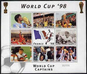 Bhutan 1998 Football World Cup unmounted mint sheetlet of 9 World Cup Captains (8 stamps plus label)