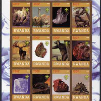 Rwanda 2009 Prehistoric Animals & Minerals imperf sheetlet containing 12 values unmounted mint each with Scout Logo