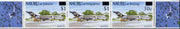 Nauru 1995 International Stamp Exhibition unmounted mint strip of 3 surcharged on 25c Aircraft, SG 438a