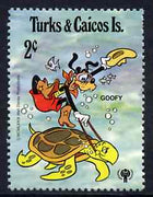 Turks & Caicos Islands 1979 Goofie & Turtle 2c from Walt Disney IYC set, SG 578 unmounted mint