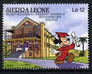 Sierra Leone 1980 Mickey Mouse at College 12L from Walt Disney 'Scenes' set, SG 1431 unmounted mint