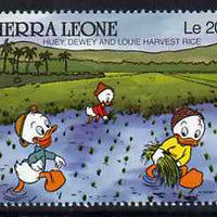 Sierra Leone 1980 Huet, Dewey & Louie Harvesting Rice 20L from Walt Disney 'Scenes' set, SG 1433 unmounted mint