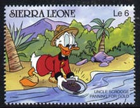 Sierra Leone 1980 Scrooge McDuck Panning for Gold 6L from Walt Disney 'Scenes' set unmounted mint, SG 1429