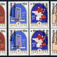 South Africa 1988 National Flood Relief overprint on Huguenots set of 4 se-tenant pairs unmounted mint, SG 641-48