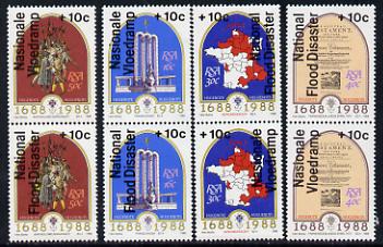 South Africa 1988 National Flood Relief overprint on Huguenots set of 4 se-tenant pairs unmounted mint, SG 641-48