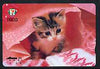 Telephone Card - Japan '7-11' 1000 phone card showing Kitten in pink paper bag