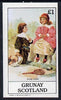 Grunay 1982 Children's Stories #01 (Curly Locks with Badminton Racket) imperf souvenir sheet (£1 value) unmounted mint