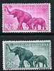Spanish Guinea 1957 Elephant & Calf set of 2 values from Colonial Stamp Day set, SG 422 & 424 unmounted mint*