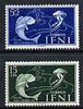 Ifni 1953 Fish & Jellyfish set of 2 values from Colonial Stamp Day set unmounted mint, SG 97 & 99
