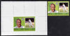Nevis 1984 Cricketers #2 (Leaders of the World) $2.50 (B L D'Oliveira) imperf Cromalin proof se-tenant pair plus issued stamps (SG 243-44) unmounted mint