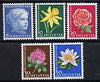Switzerland 1964 Pro Juventute set of 5 (Flowers & Portrait of Girl) unmounted mint SG J202-06*
