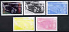 Turkmenistan 1998 World Records (120m Buggatti Royale - largest production car) set of 5 imperf progressive colour proofs comprising the 4 individual colours plus all 4-colour composite