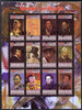 Rwanda 2009 Great Artists perf sheetlet containing 12 values cto used (Durer, Da Vinci, Titian, EL Greco, Rubens, Goya, Degas, Cezanne, Van Gogh, Gauguin, Picasso & Modigliani)