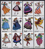 Match Box Labels - complete set of 12 Costumes & Flags superb unused condition (1979 Festival of International Folklore series sponsored by various brands of Cigarettes)