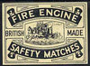 Match Box Labels - Fire Engine Dozen size label superb unused condition (1930's)