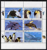 Touva 1998 Whales, Shark & Penguins sheetlet containing complete perf set of 6 values, cto used