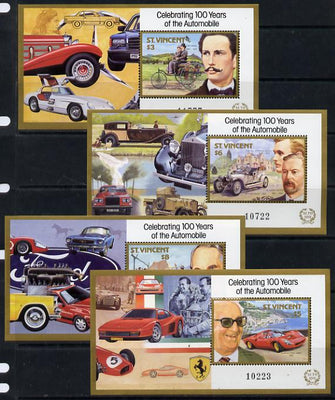 St Vincent 1987 Centenary of Motoring (with Designers) set of 4 m/sheets unmounted mint SG MS 1089