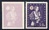 Croatia 1942 Red Cross Fund imperf proof of 3k + 1k in violet only (on ungummed paper) plus perforated issued stamp