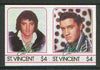 St Vincent 1985 Elvis Presley the unissued $4 imperf se-tenant pair (similar to issued $5 but different background) unmounted mint
