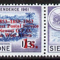 Sierra Leone 1963 Postal Commemoration 1s on 1s3d (Lumley Beach) marginal pair, one stamp with 'asterisks' error, unmounted mint, SG 276a