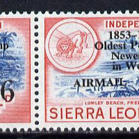 Sierra Leone 1963 Postal Commemoration 2s6s on 4d (Lumley Beach) pair, one stamp with 'asterisks' variety, unmounted mint, SG 281b