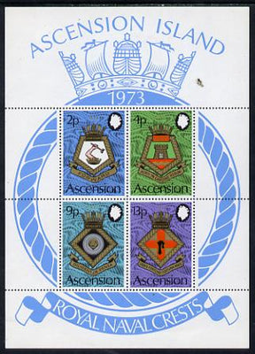 Ascension 1973 Royal Naval Crests - 5th series perf m/sheet unmounted mint, SG MS 170